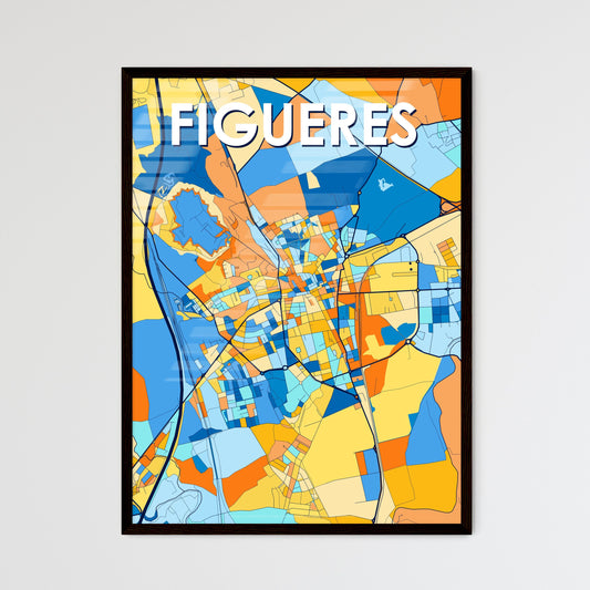 FIGUERES SPAIN Vibrant Colorful Art Map Poster Blue Orange