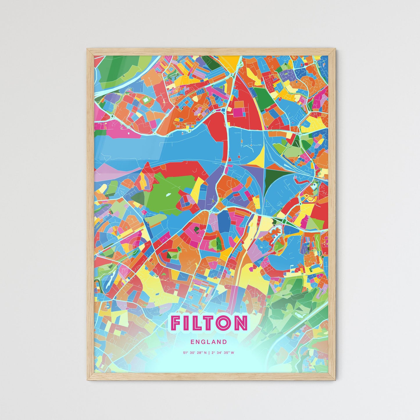Colorful Filton England Fine Art Map Crazy Colors