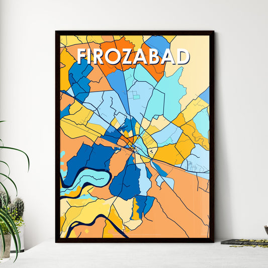 FIROZABAD INDIA Vibrant Colorful Art Map Poster Blue Orange