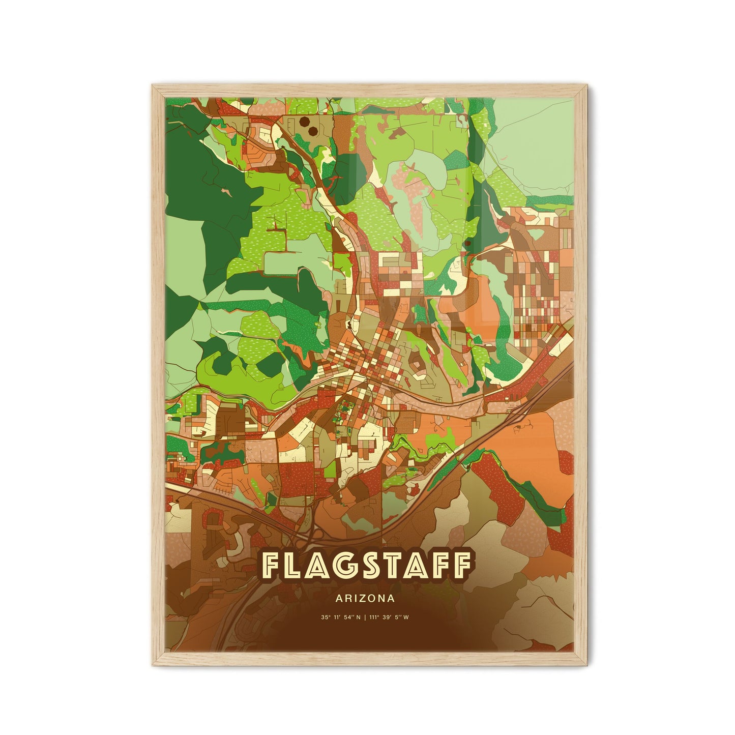 Colorful Flagstaff Arizona Fine Art Map Farmhouse