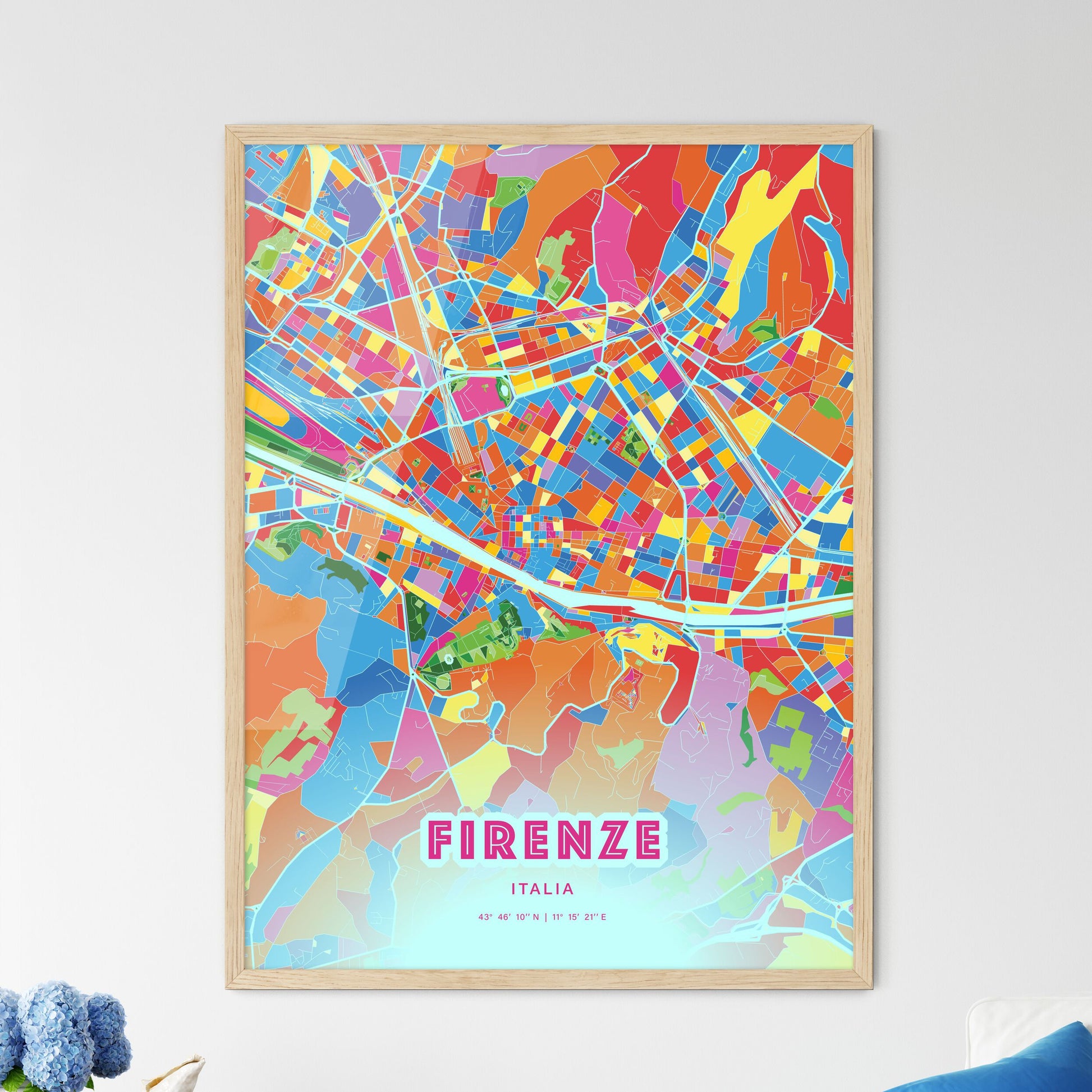 Colorful Florence Italy Fine Art Map Crazy Colors