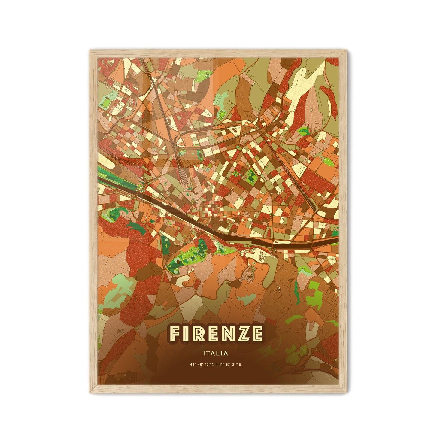 Colorful Florence Italy Fine Art Map Farmhouse