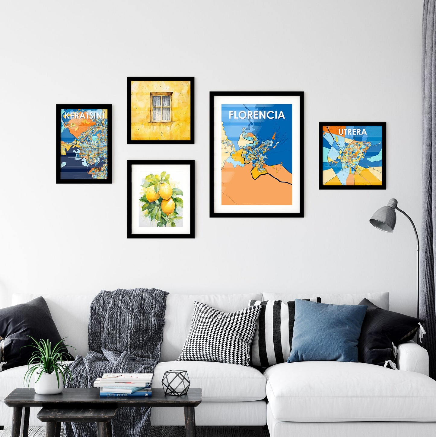 FLORENCIA COLOMBIA Vibrant Colorful Art Map Poster Blue Orange