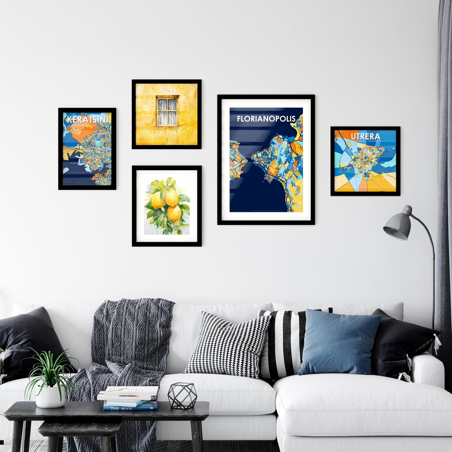 FLORIANOPOLIS BRAZIL Vibrant Colorful Art Map Poster Blue Orange