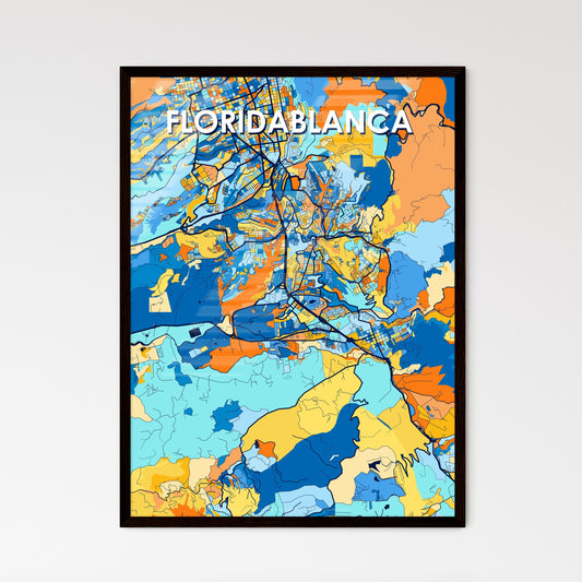 FLORIDABLANCA COLOMBIA Vibrant Colorful Art Map Poster Blue Orange