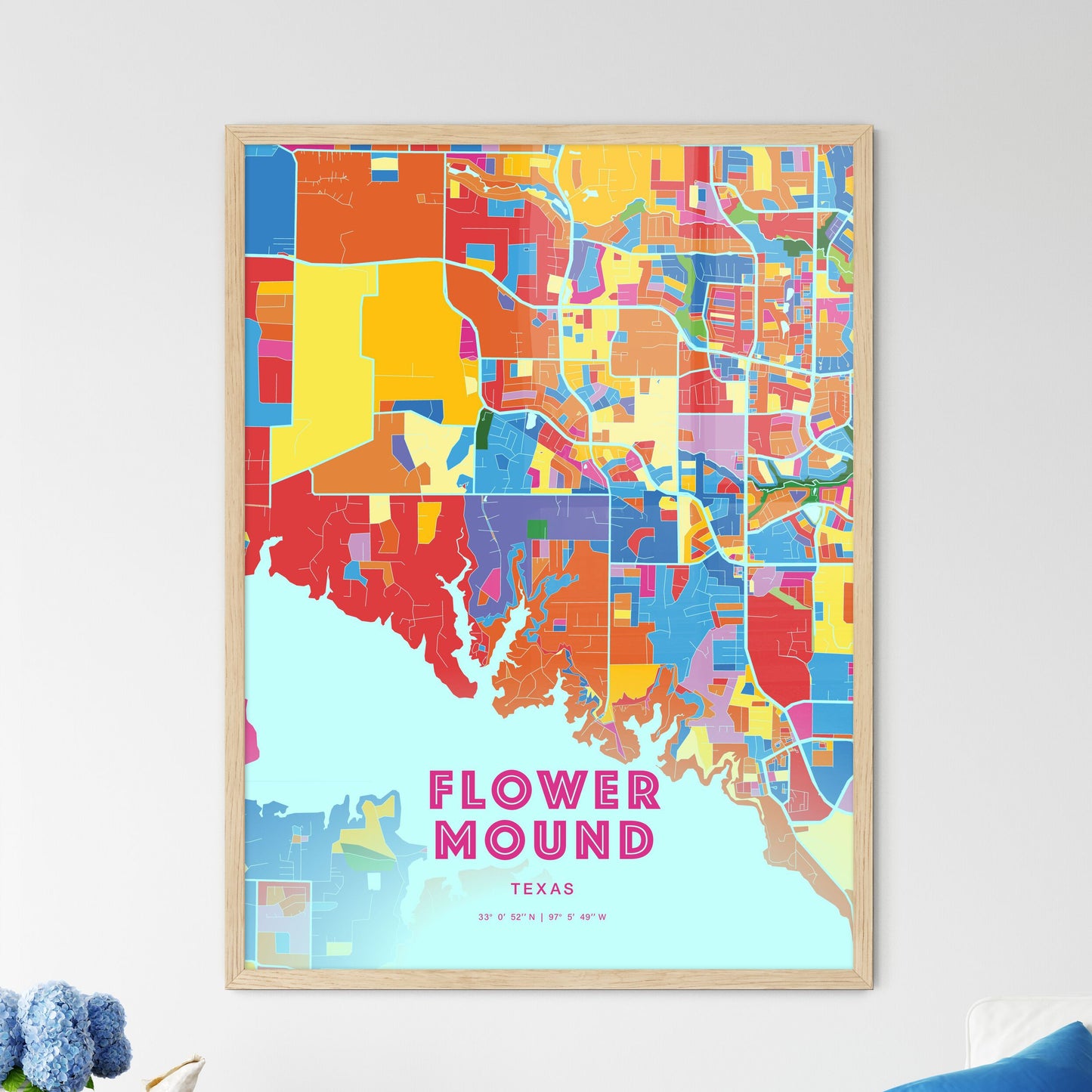 Colorful Flower Mound Texas Fine Art Map Crazy Colors