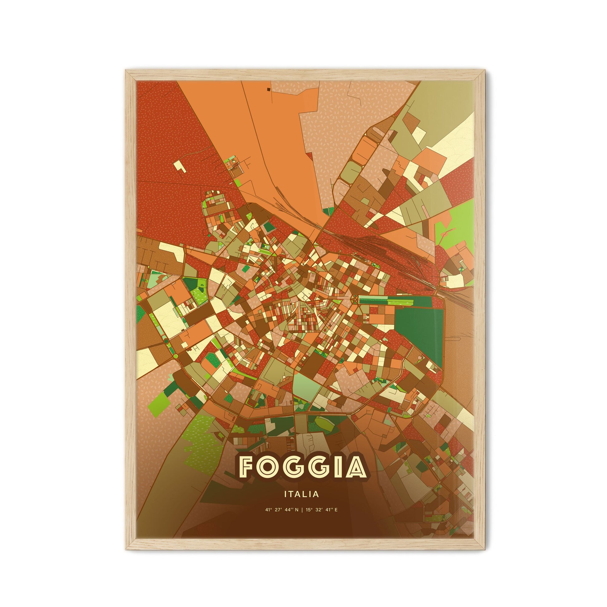 Colorful Foggia Italy Fine Art Map Farmhouse