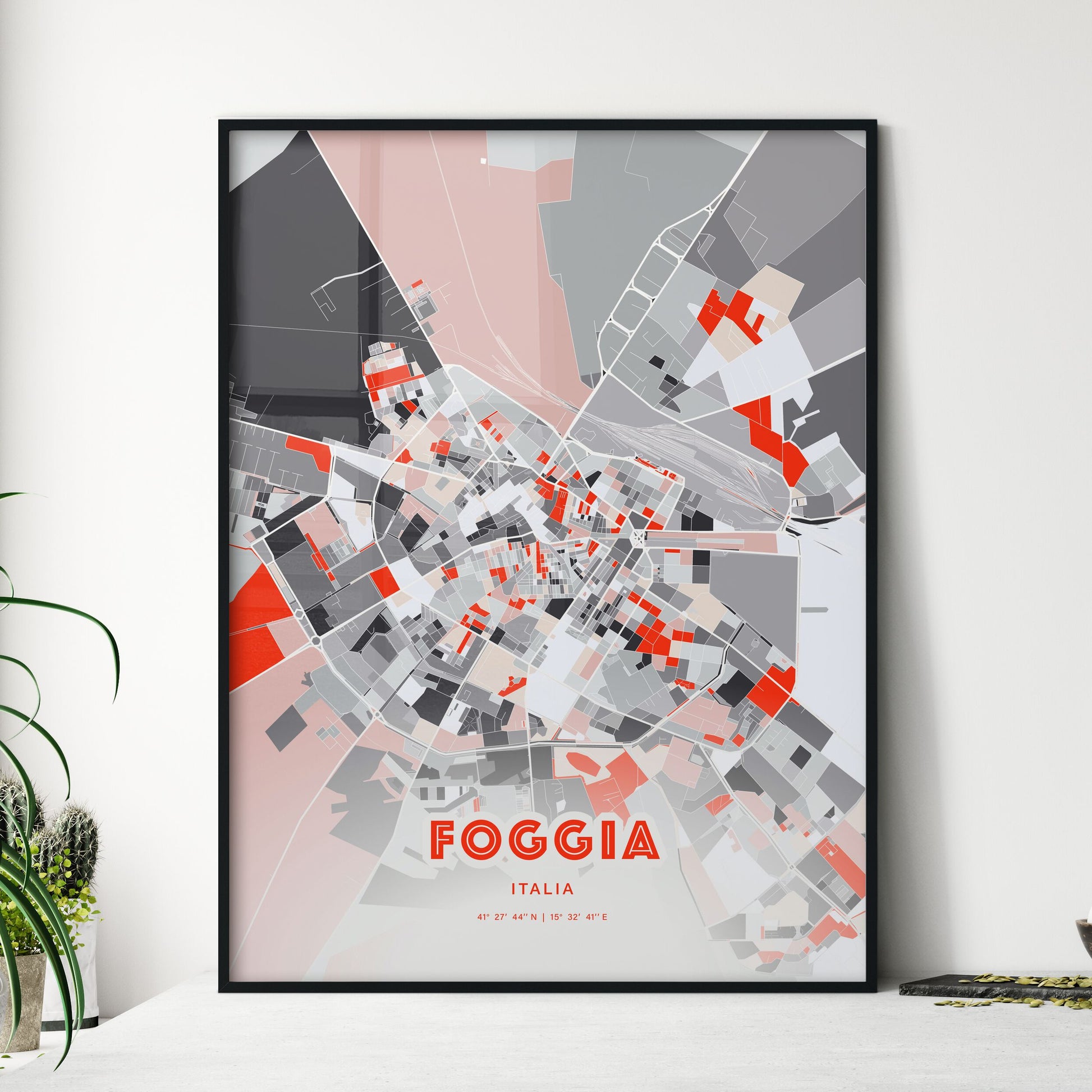 Colorful Foggia Italy Fine Art Map Modern Expressive