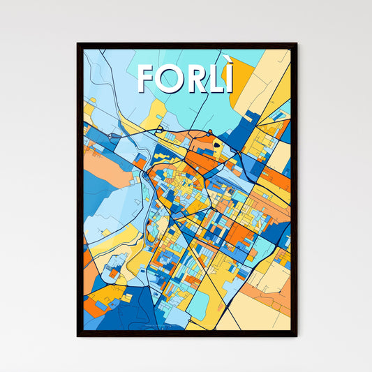 FORLÌ ITALY Vibrant Colorful Art Map Poster Blue Orange