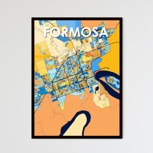 FORMOSA ARGENTINA Vibrant Colorful Art Map Poster Blue Orange