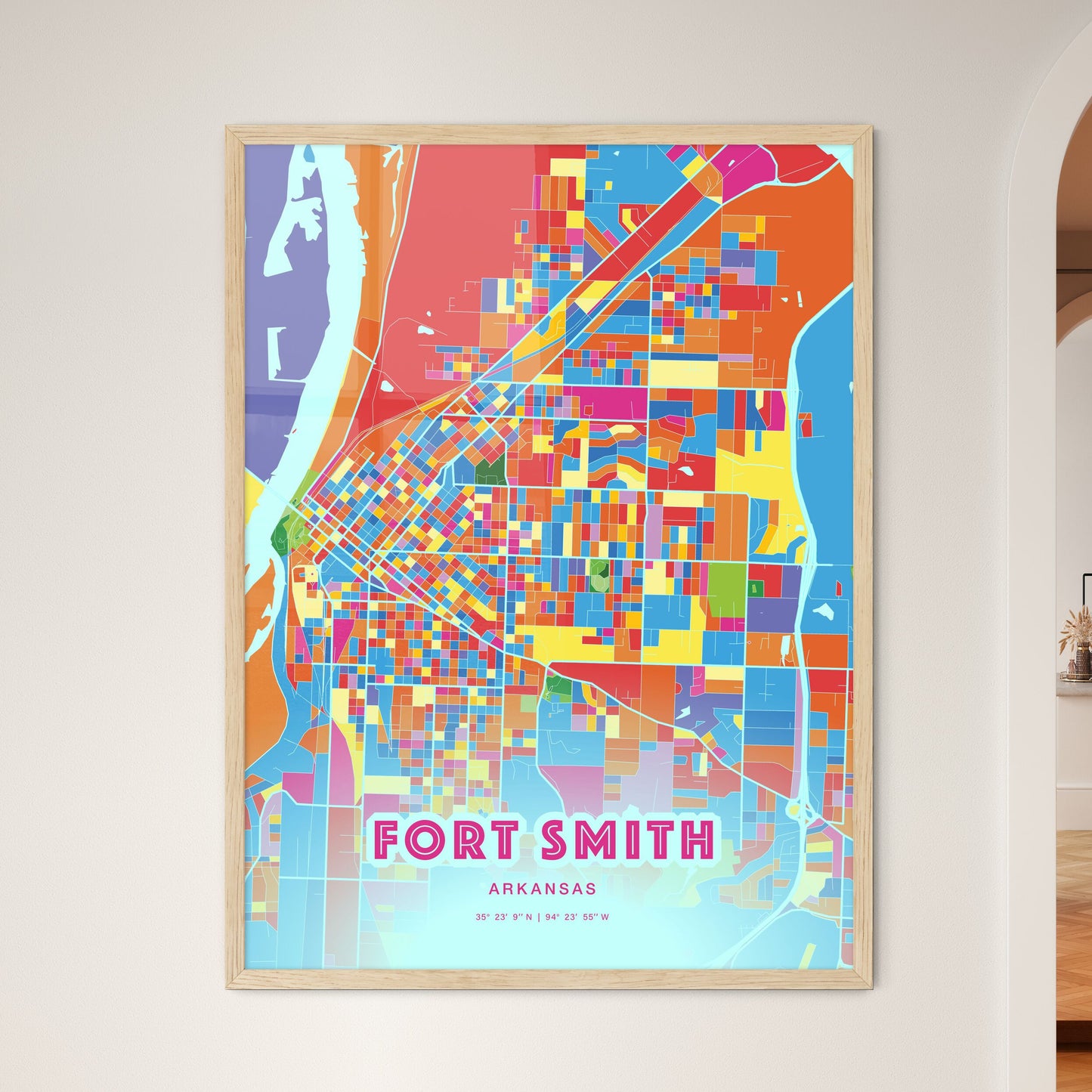 Colorful Fort Smith Arkansas Fine Art Map Crazy Colors