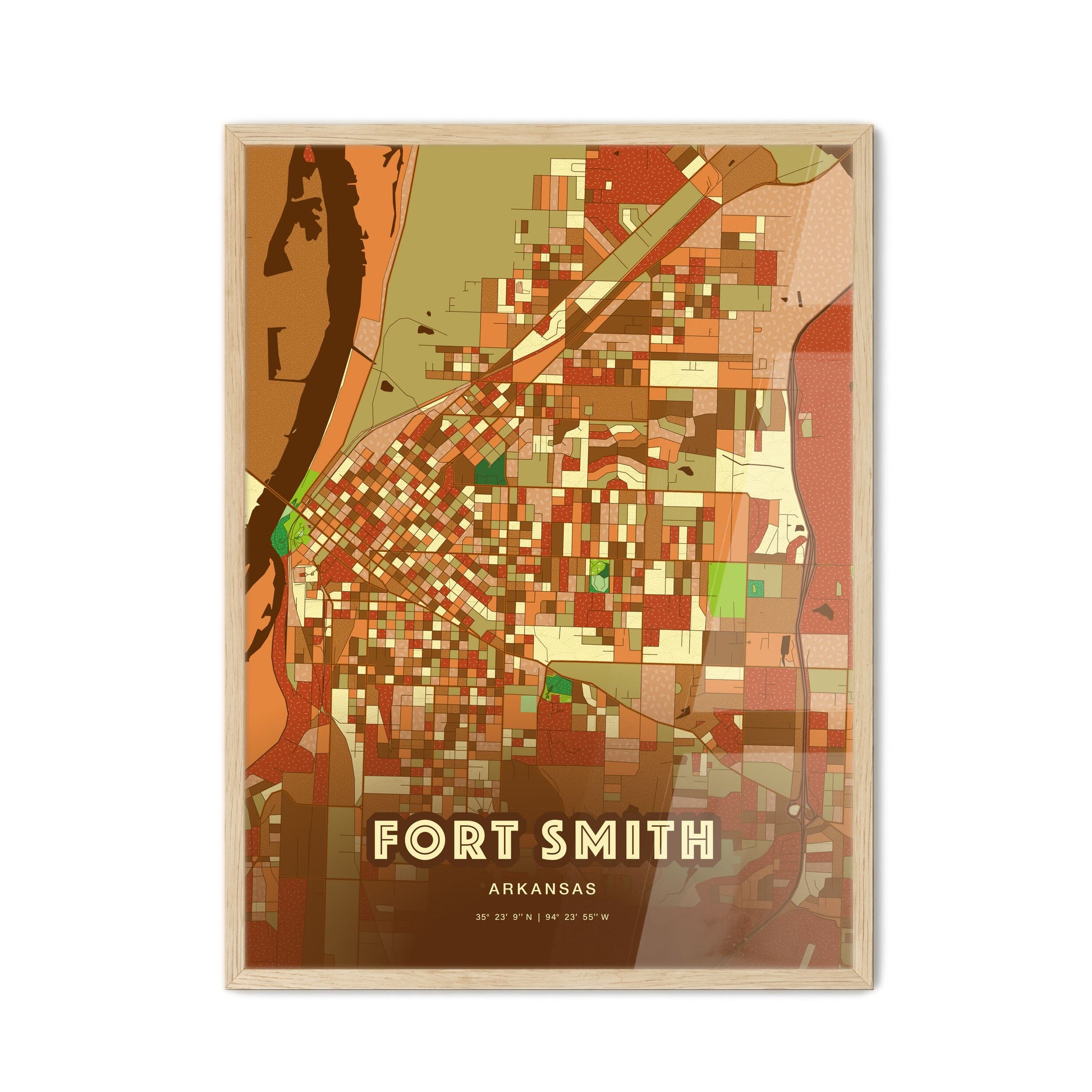 Colorful Fort Smith Arkansas Fine Art Map Farmhouse
