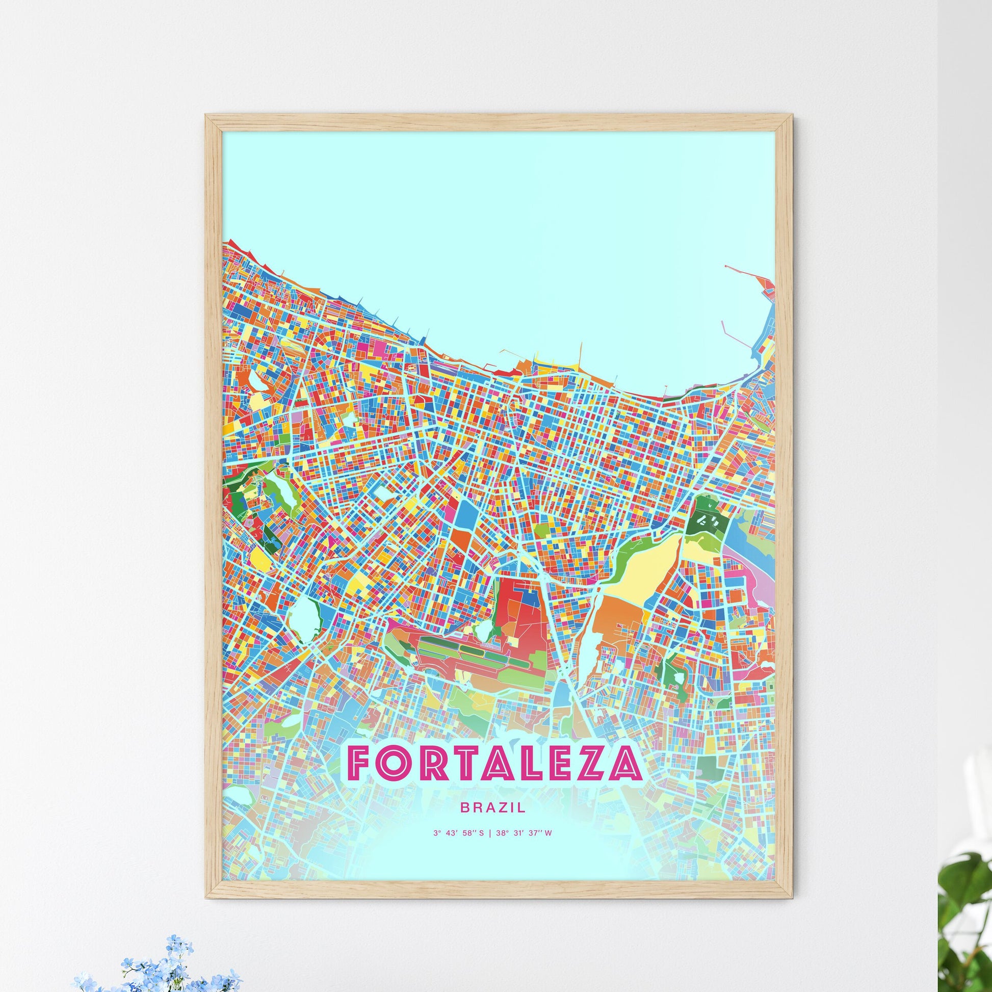Colorful Fortaleza Brazil Fine Art Map Crazy Colors