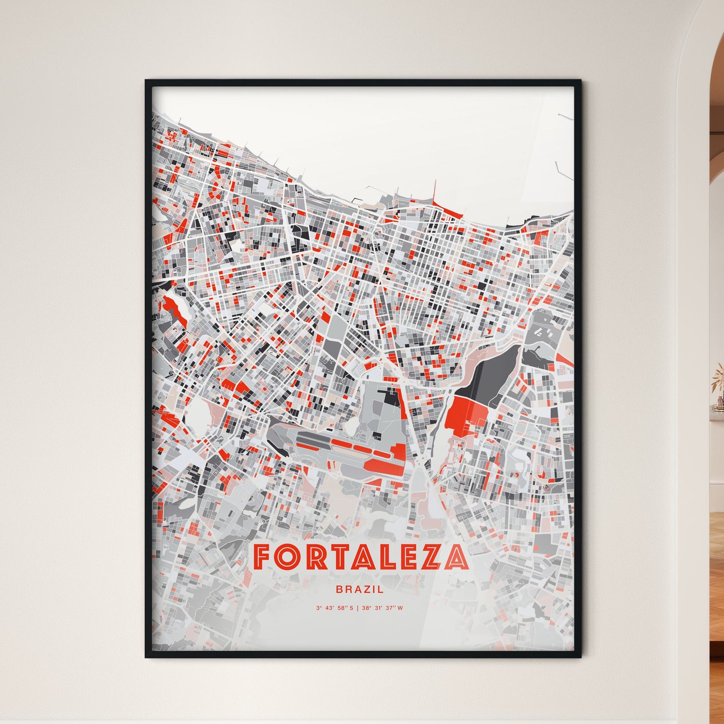 Colorful Fortaleza Brazil Fine Art Map Modern Expressive