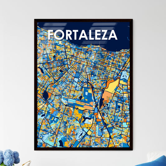 FORTALEZA BRAZIL Vibrant Colorful Art Map Poster Blue Orange