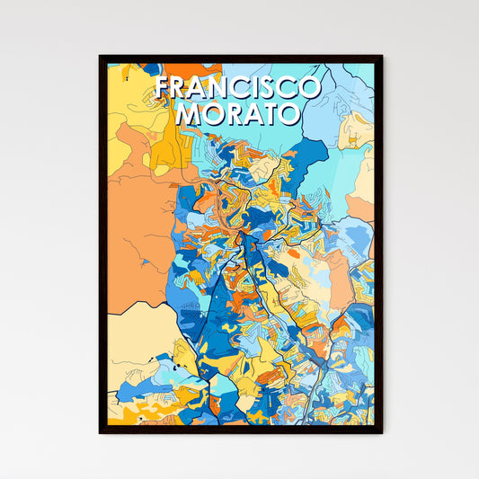 FRANCISCO MORATO BRAZIL Vibrant Colorful Art Map Poster Blue Orange