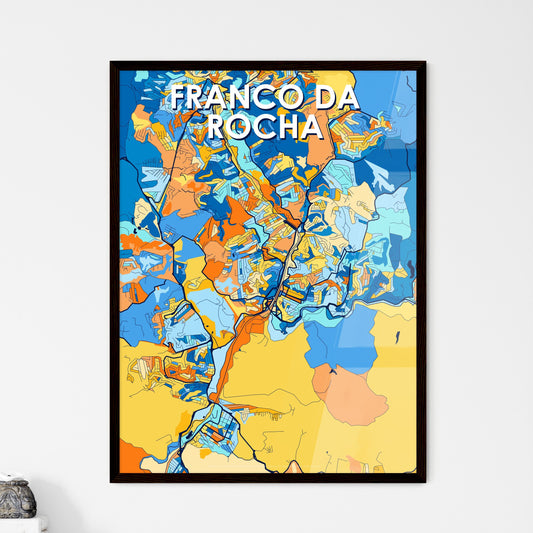 FRANCO DA ROCHA BRAZIL Vibrant Colorful Art Map Poster Blue Orange