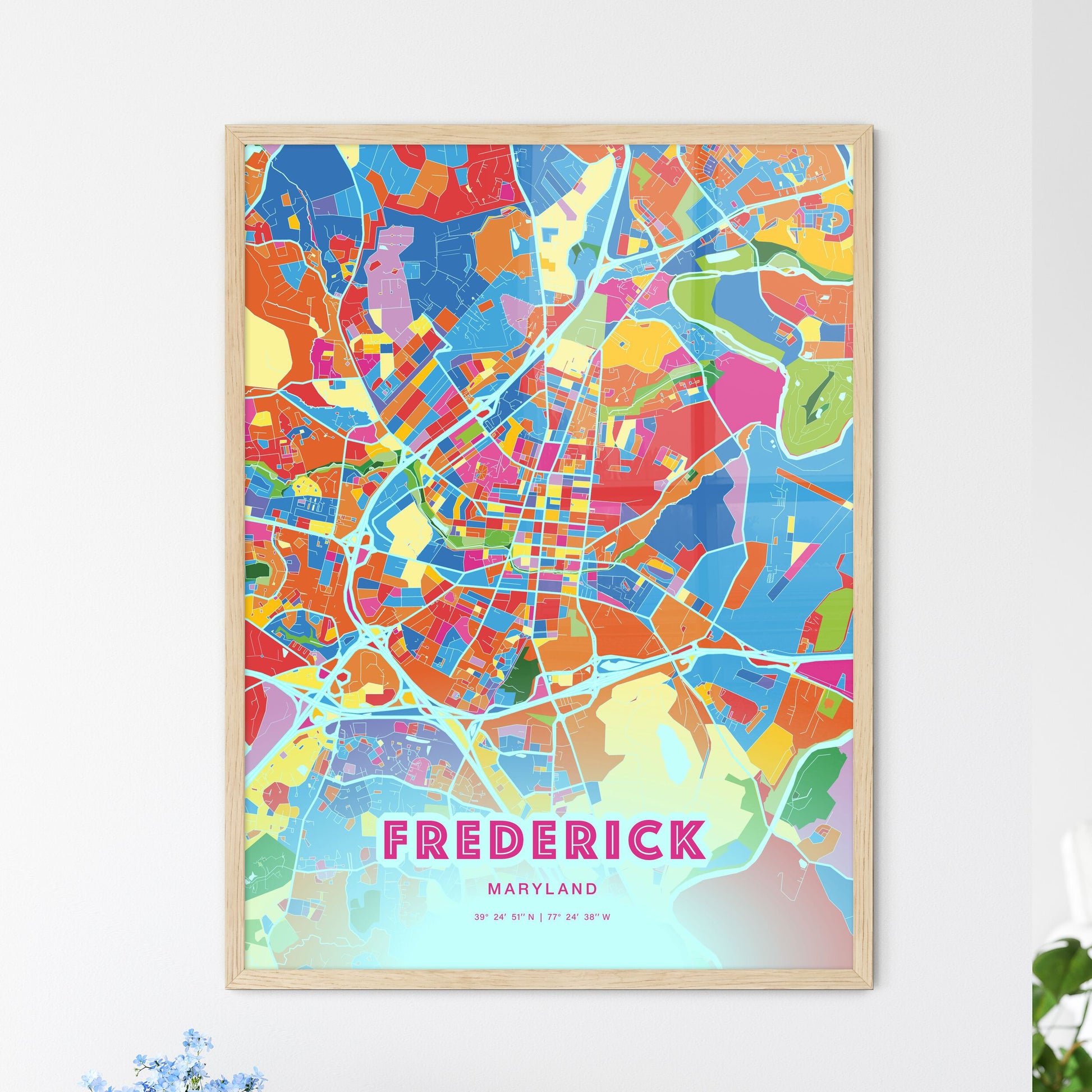 Colorful Frederick Maryland Fine Art Map Crazy Colors