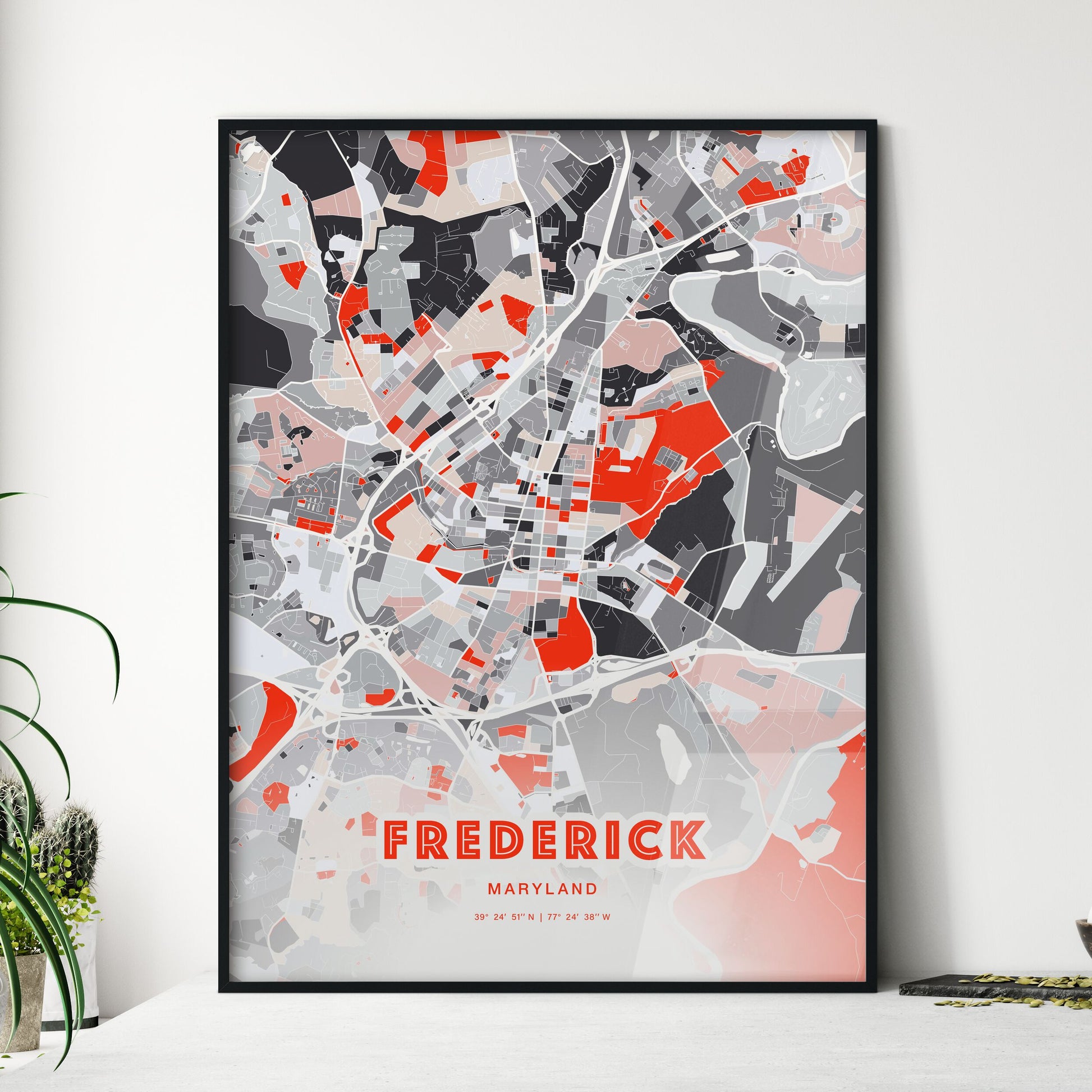 Colorful Frederick Maryland Fine Art Map Modern Expressive