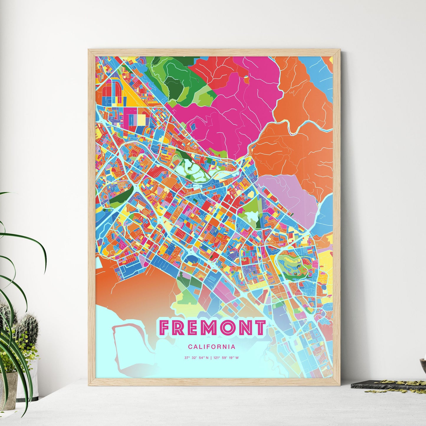 Colorful Fremont California Fine Art Map Crazy Colors