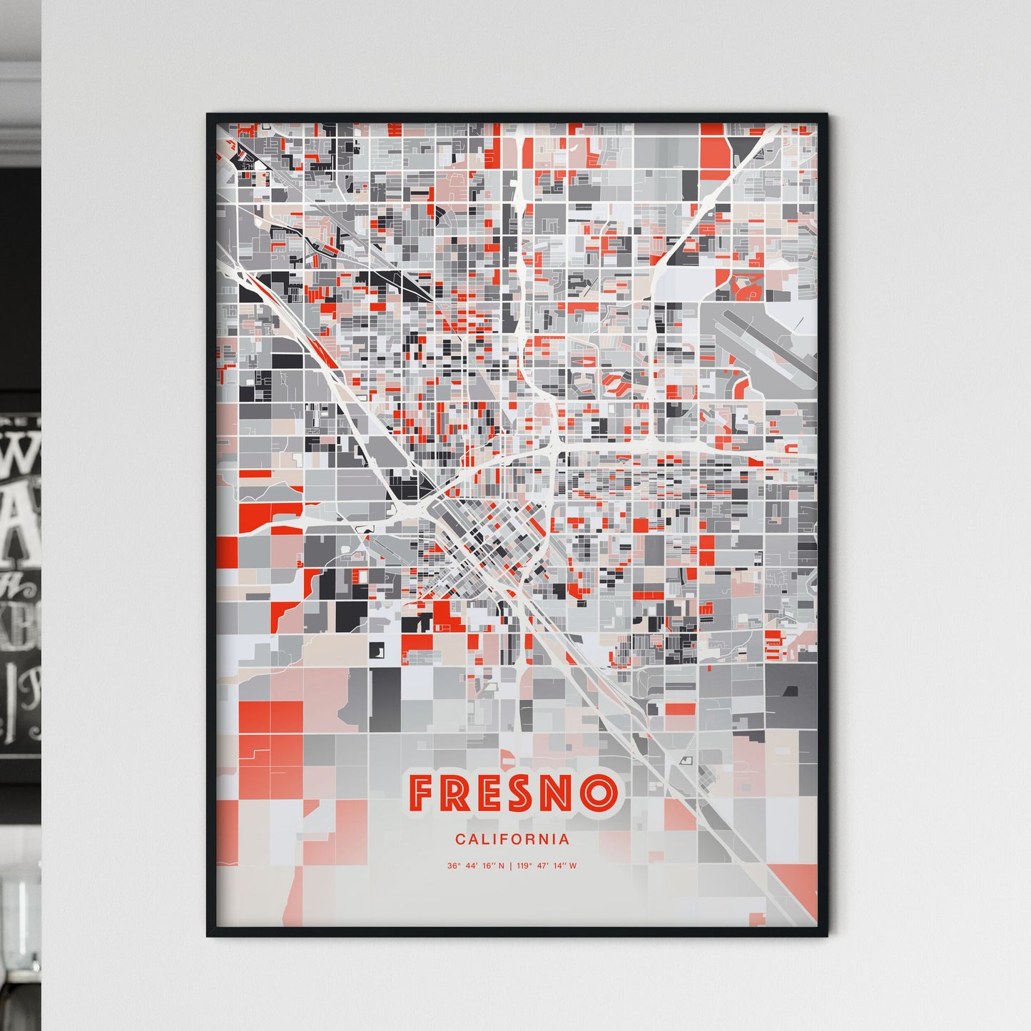 Colorful Fresno California Fine Art Map Modern Expressive