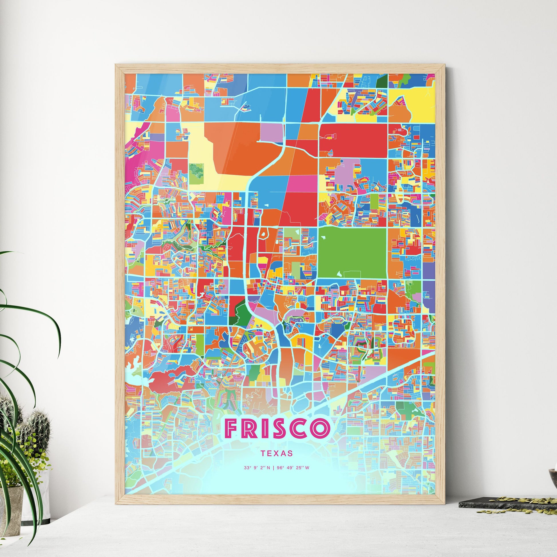 Colorful Frisco Texas Fine Art Map Crazy Colors