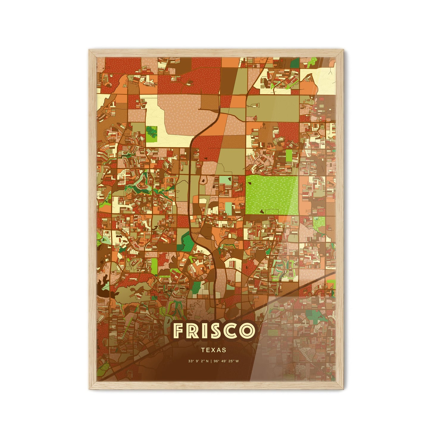 Colorful Frisco Texas Fine Art Map Farmhouse