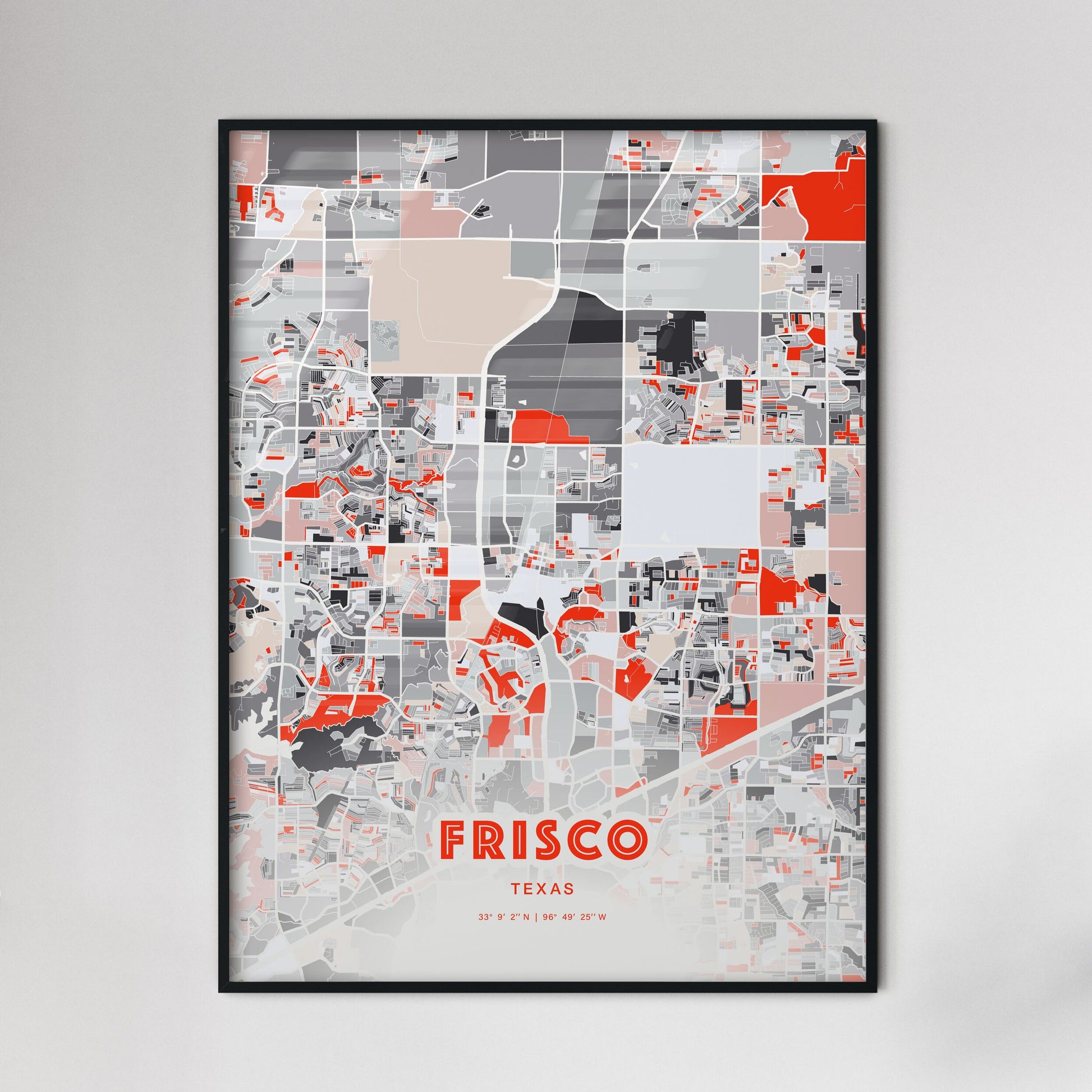 Colorful Frisco Texas Fine Art Map Modern Expressive