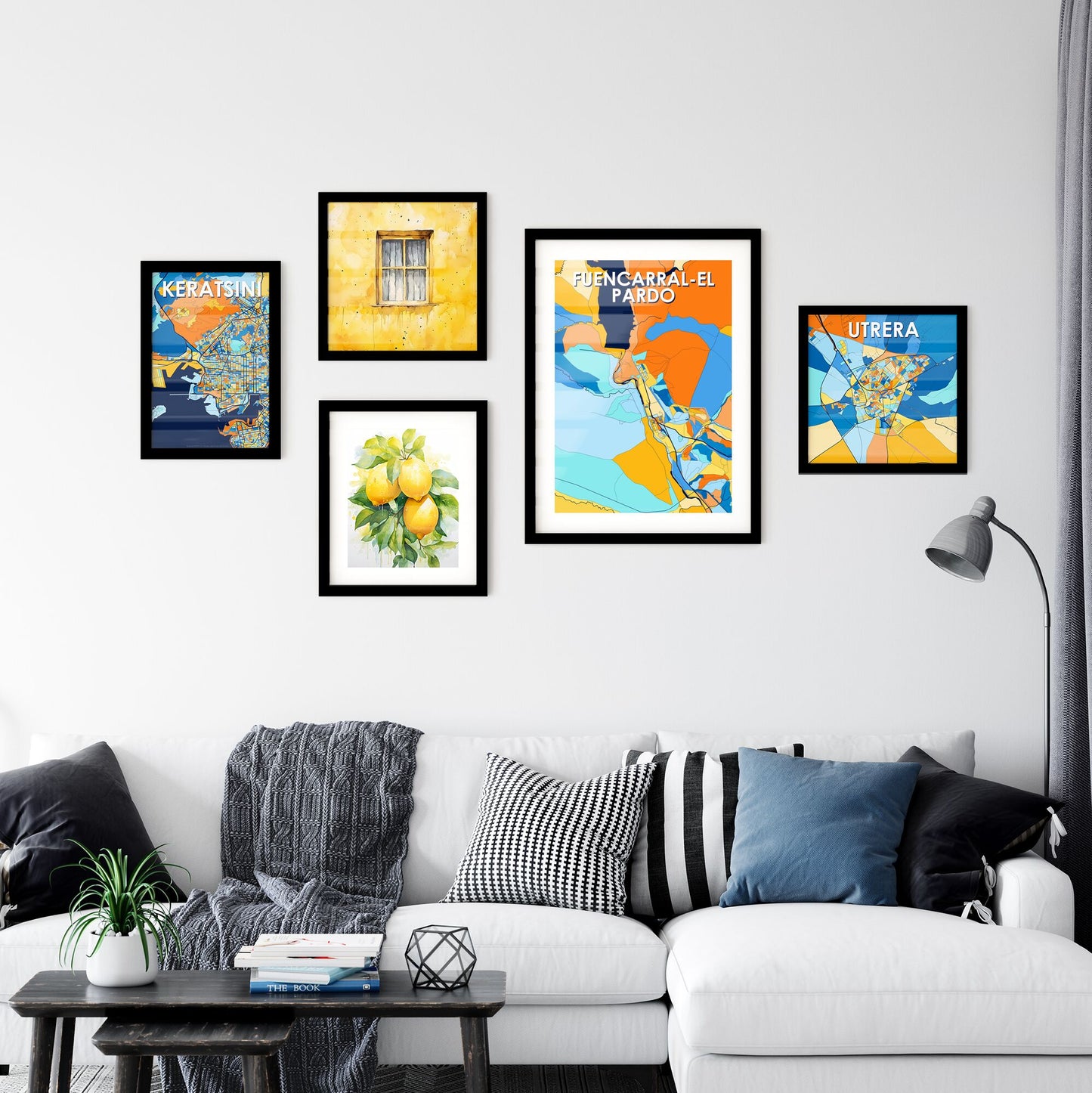 FUENCARRAL-EL PARDO SPAIN Vibrant Colorful Art Map Poster Blue Orange