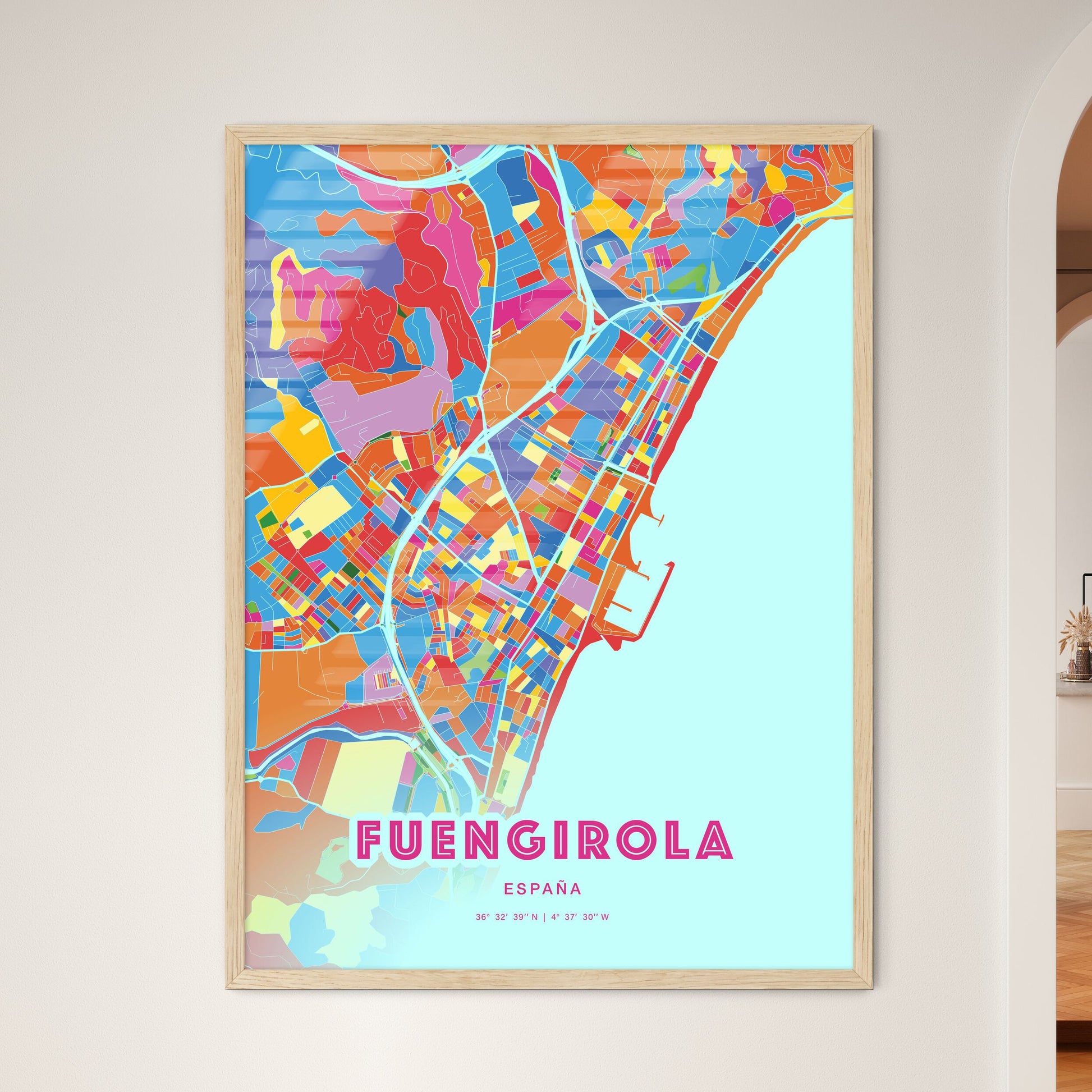 Colorful Fuengirola Spain Fine Art Map Crazy Colors