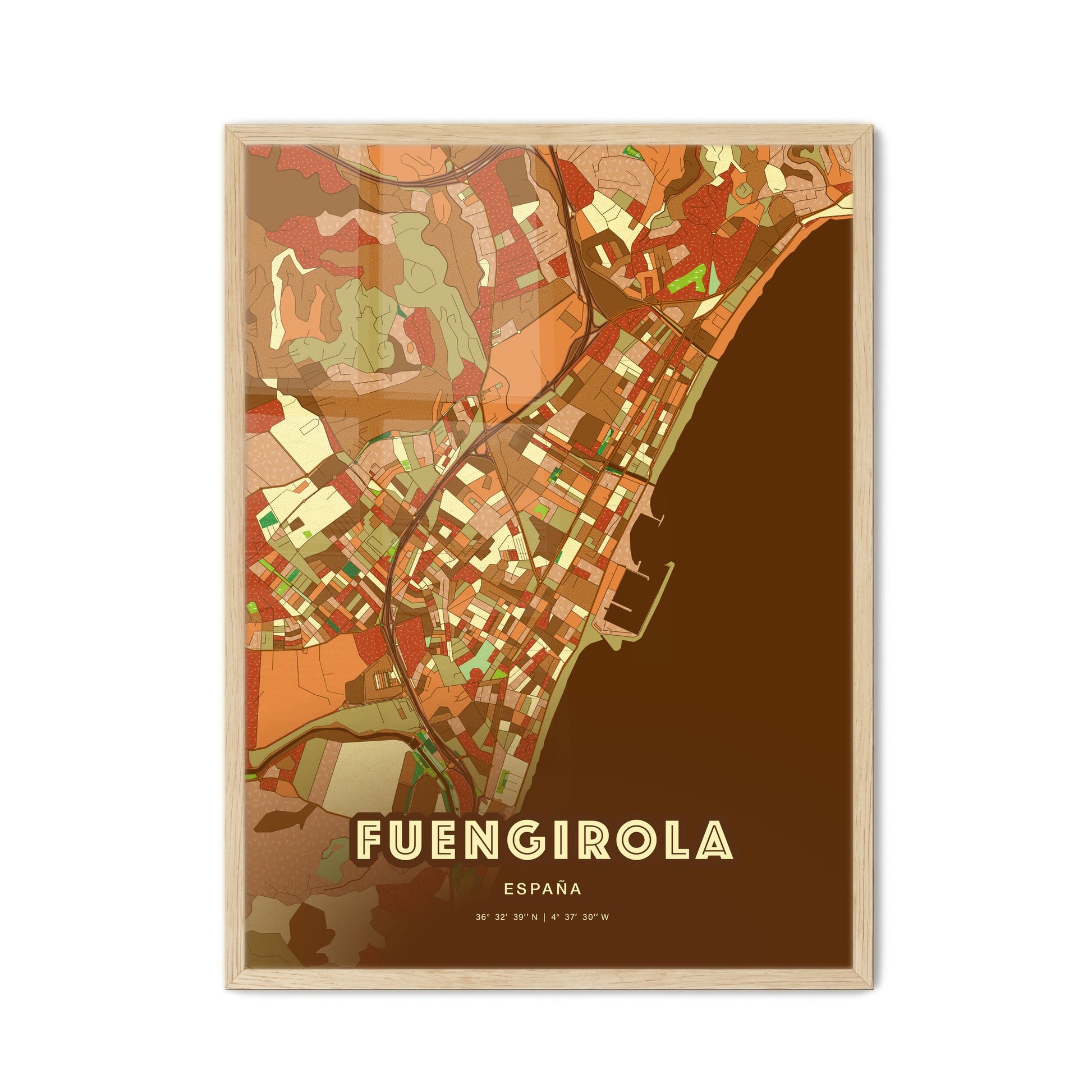 Colorful Fuengirola Spain Fine Art Map Farmhouse