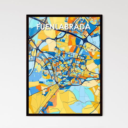 FUENLABRADA SPAIN Vibrant Colorful Art Map Poster Blue Orange