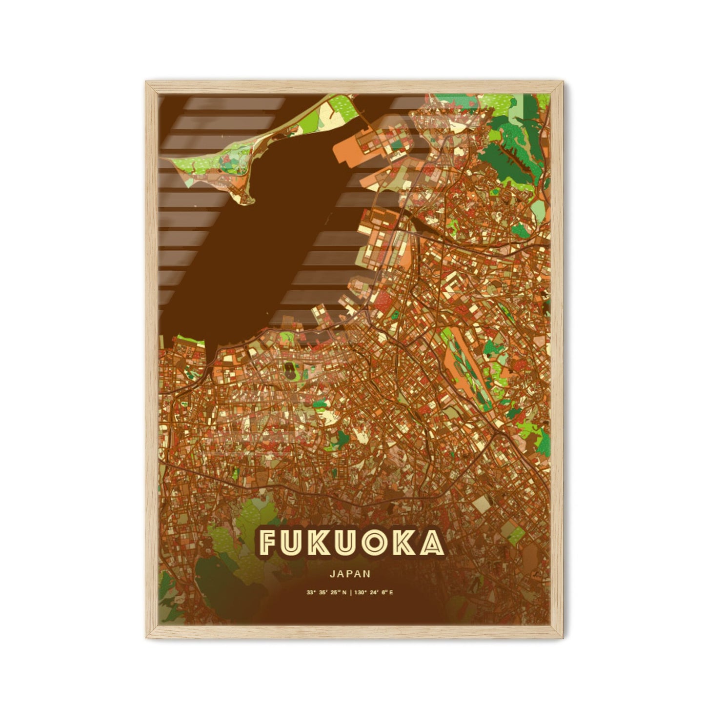 Colorful Fukuoka Japan Fine Art Map Farmhouse