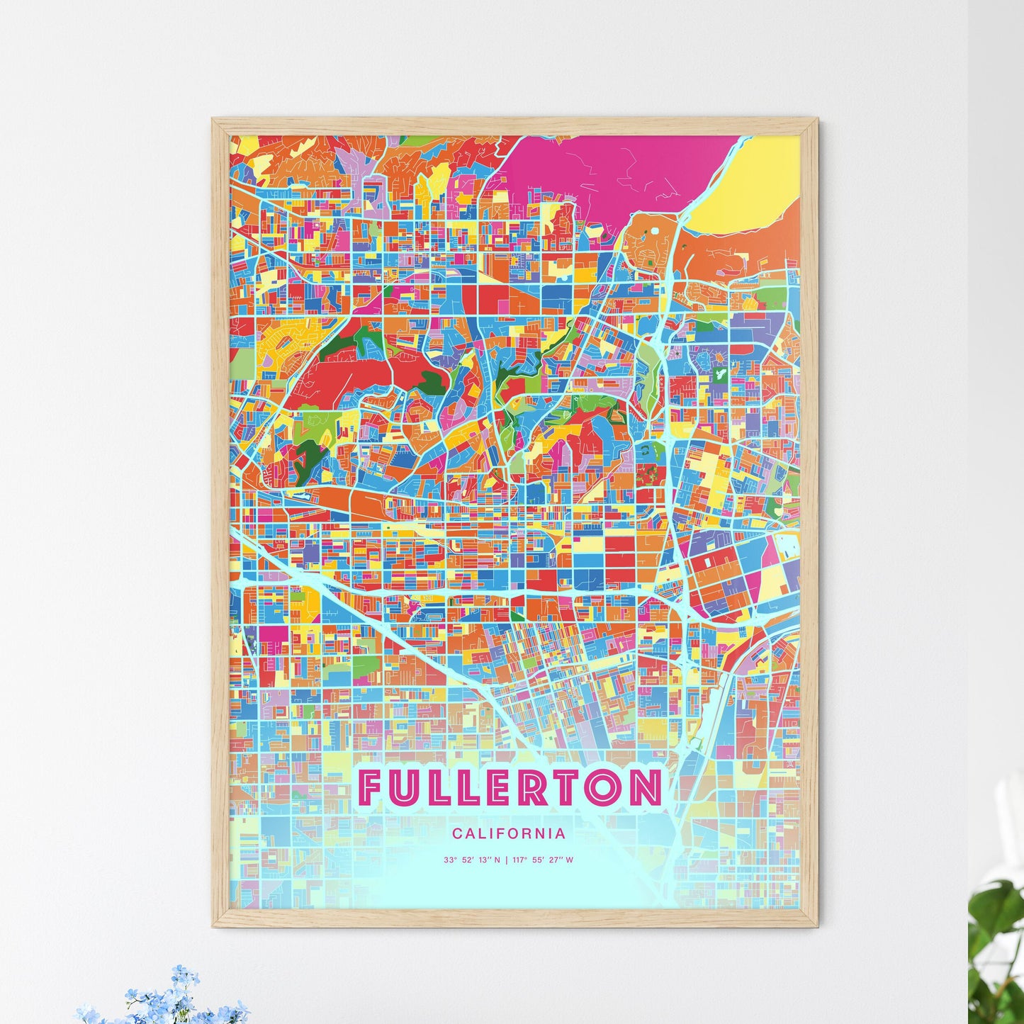Colorful Fullerton California Fine Art Map Crazy Colors