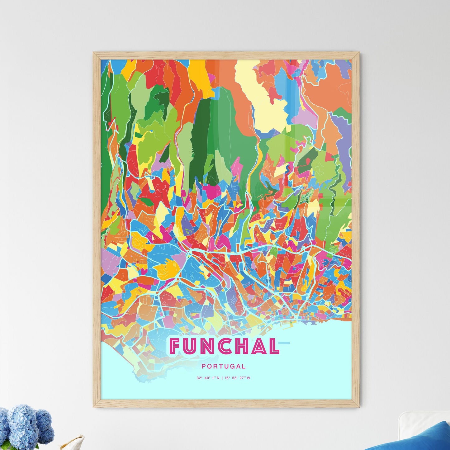 Colorful Funchal Portugal Fine Art Map Crazy Colors