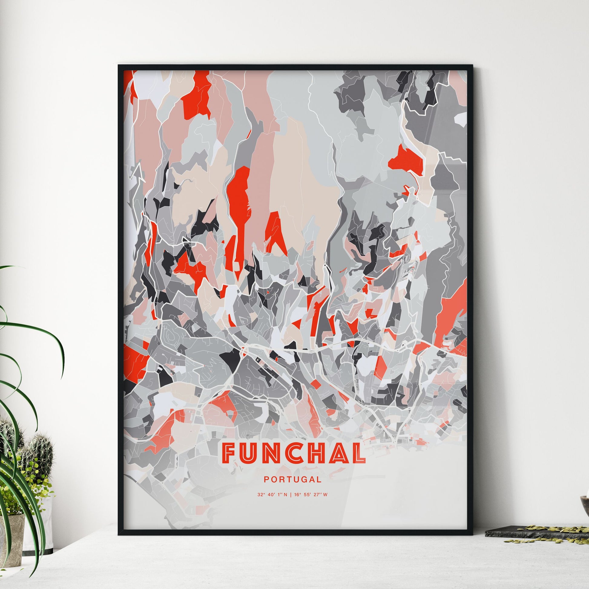 Colorful Funchal Portugal Fine Art Map Modern Expressive