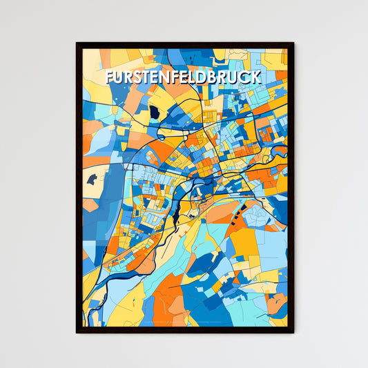 FURSTENFELDBRUCK GERMANY Vibrant Colorful Art Map Poster Blue Orange