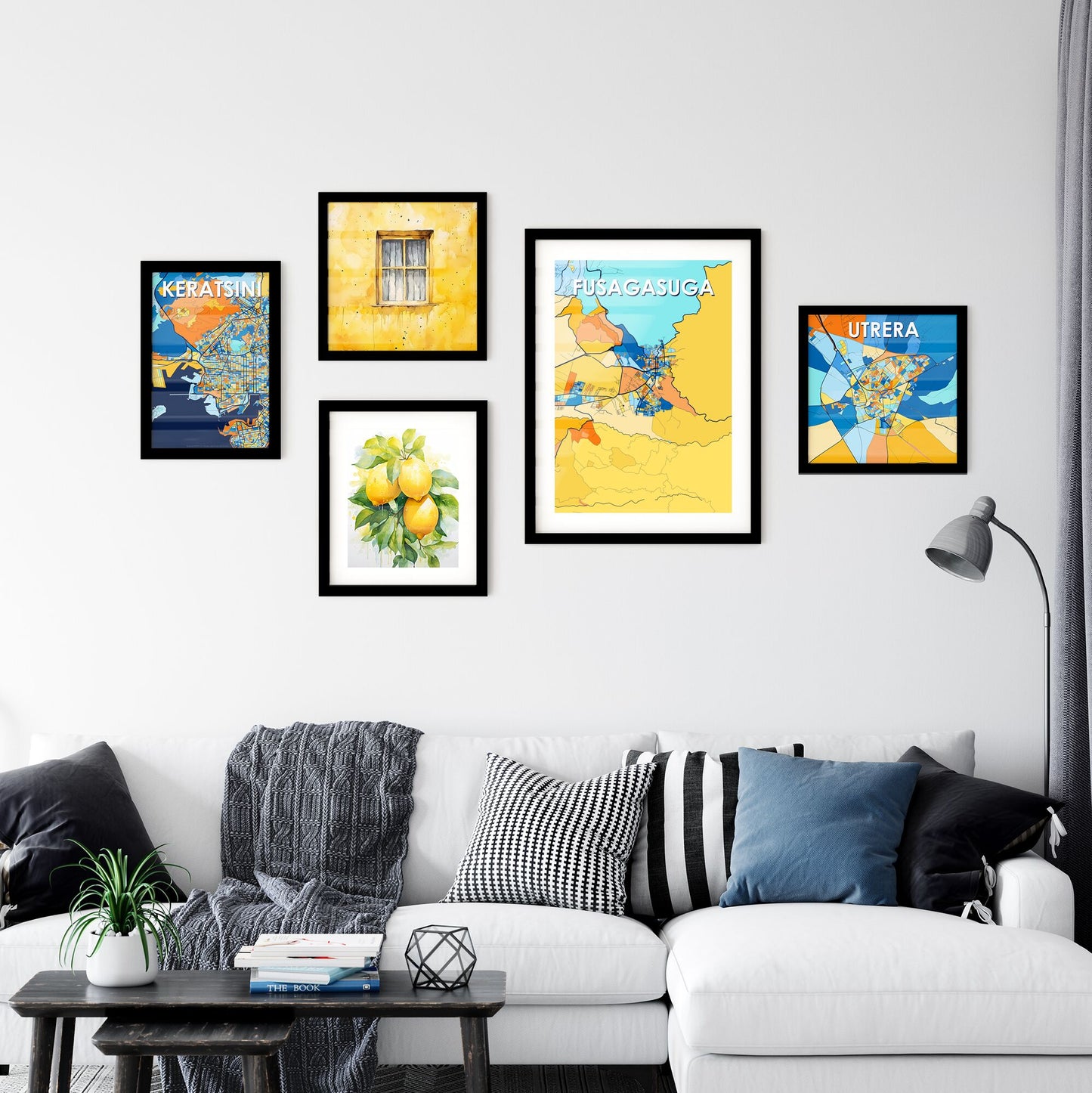 FUSAGASUGA COLOMBIA Vibrant Colorful Art Map Poster Blue Orange