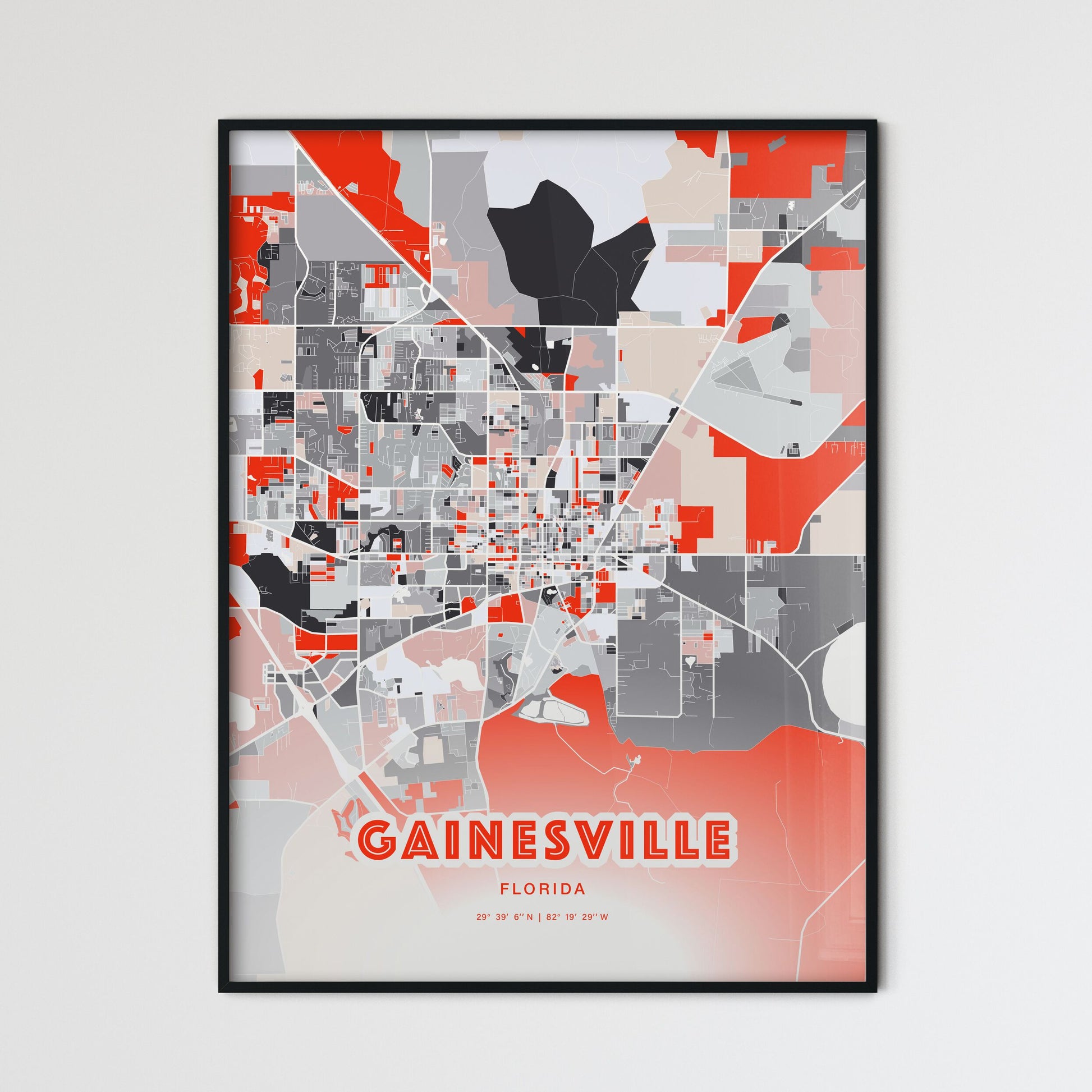 Colorful Gainesville Florida Fine Art Map Modern Expressive