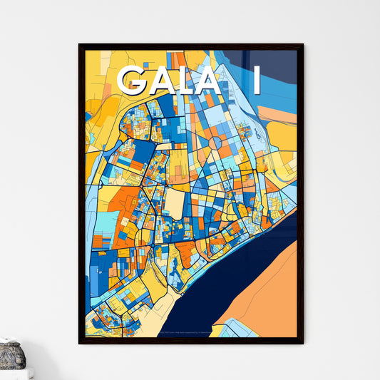 GALAȚI ROMANIA Vibrant Colorful Art Map Poster Blue Orange