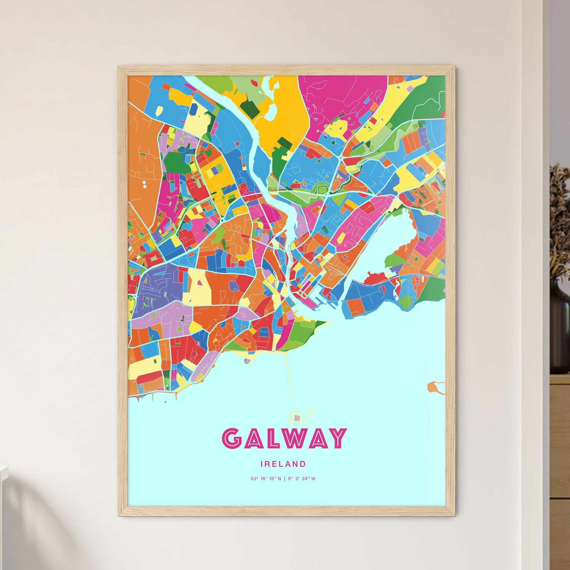 Colorful Galway Ireland Fine Art Map Crazy Colors
