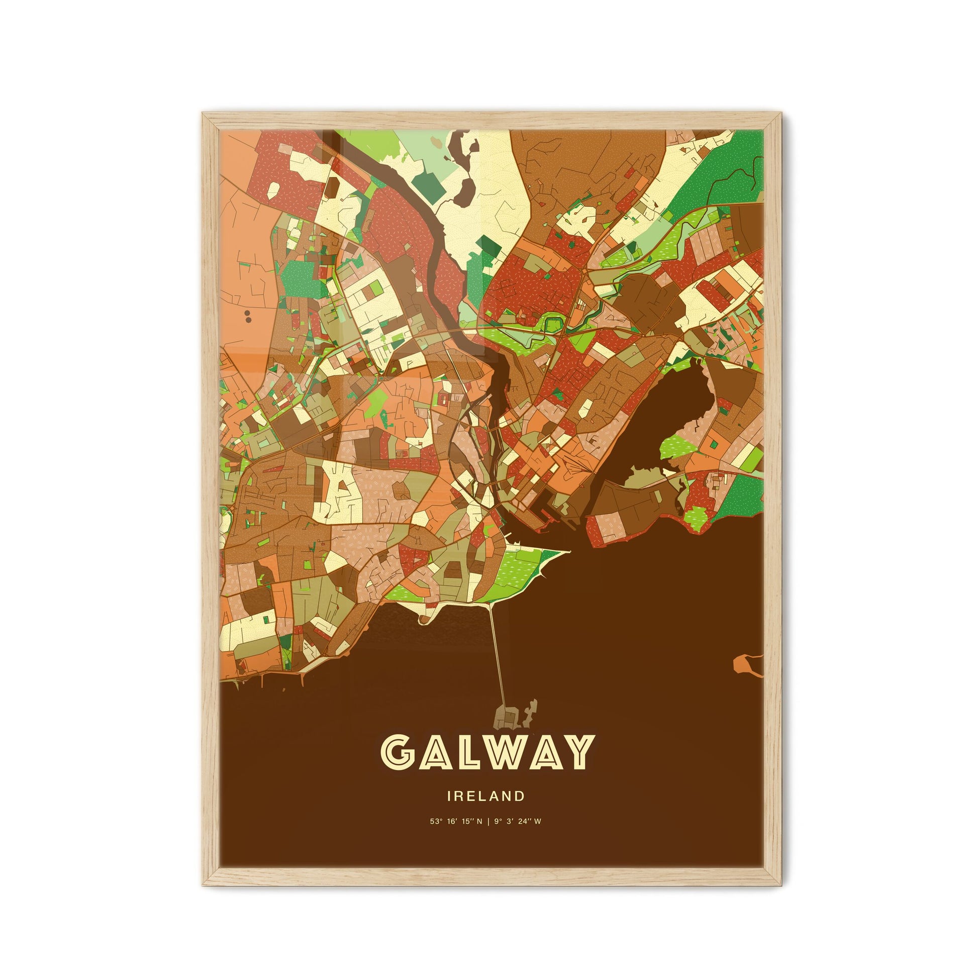 Colorful Galway Ireland Fine Art Map Farmhouse