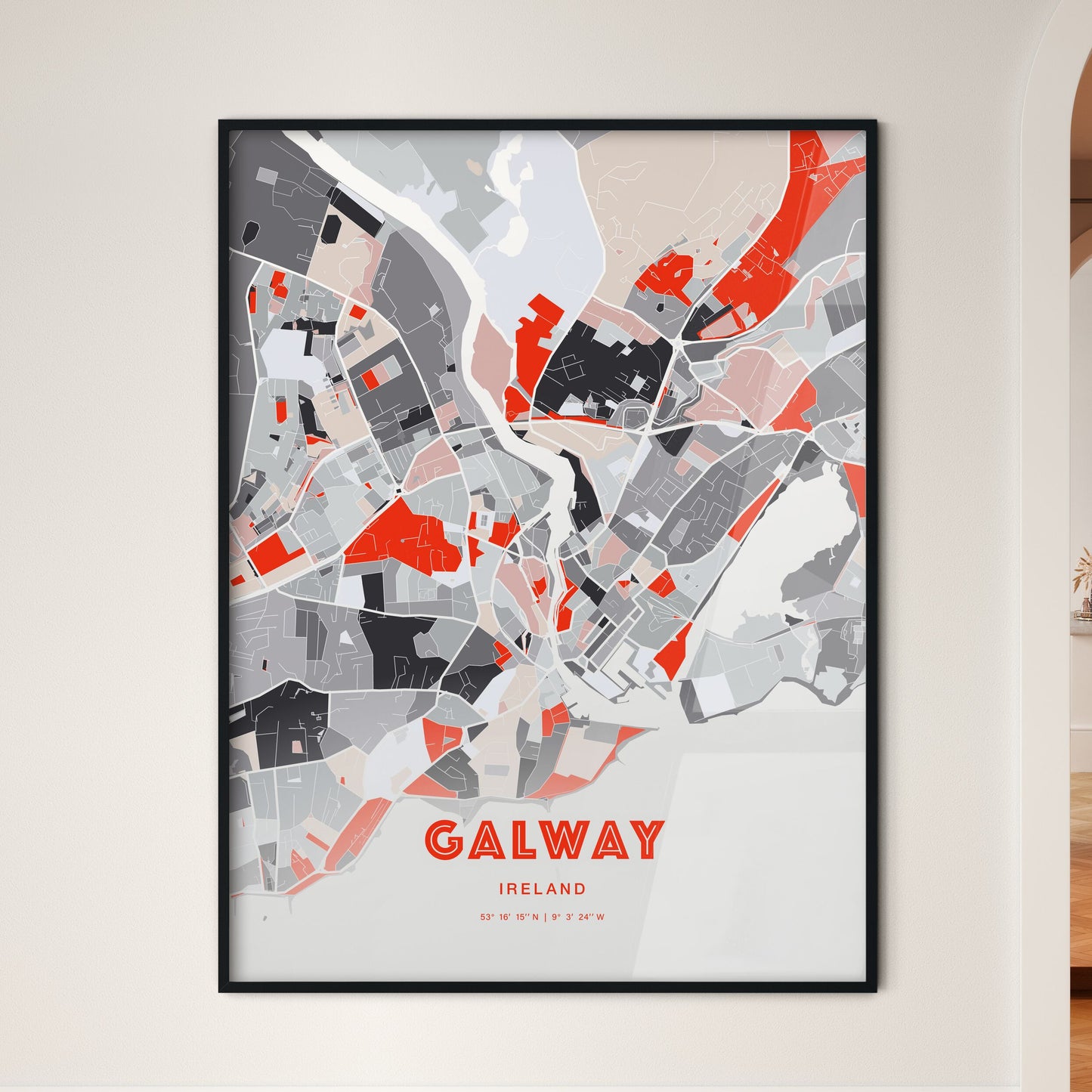 Colorful Galway Ireland Fine Art Map Modern Expressive