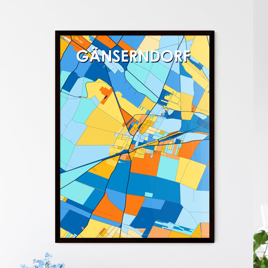 GÄNSERNDORF AUSTRIA Vibrant Colorful Art Map Poster Blue Orange