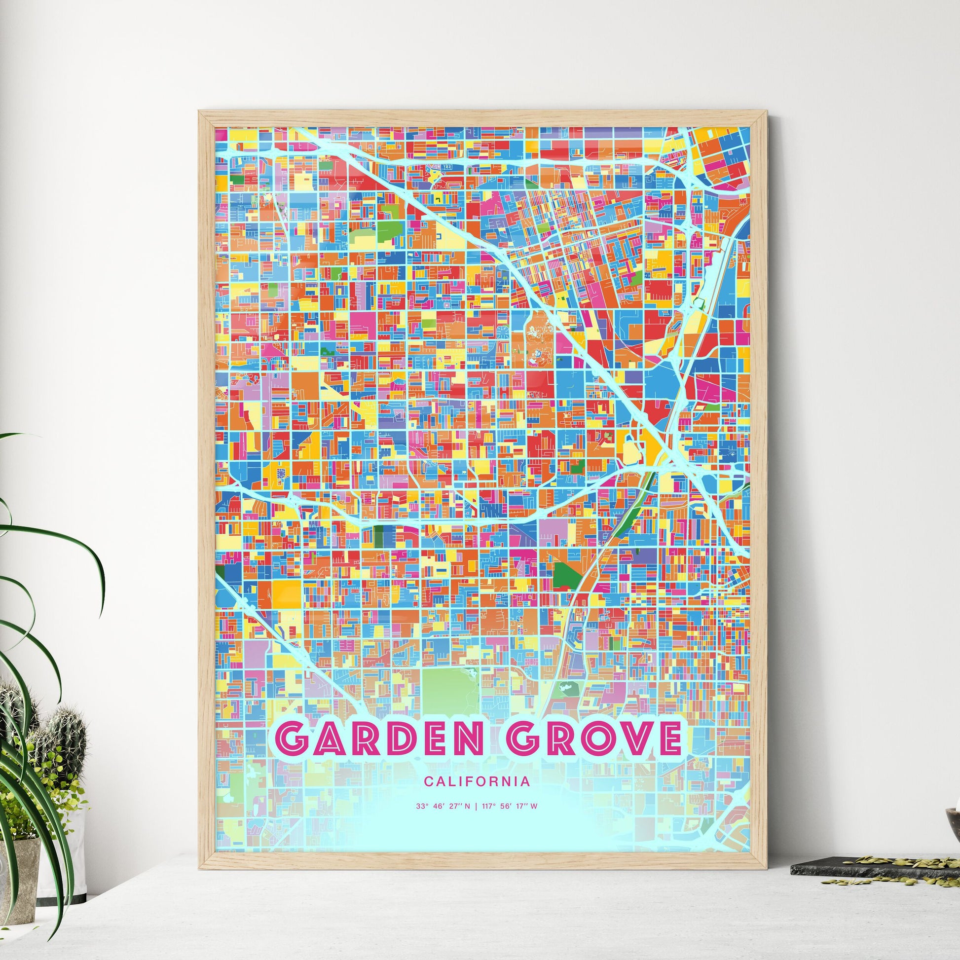 Colorful Garden Grove California Fine Art Map Crazy Colors