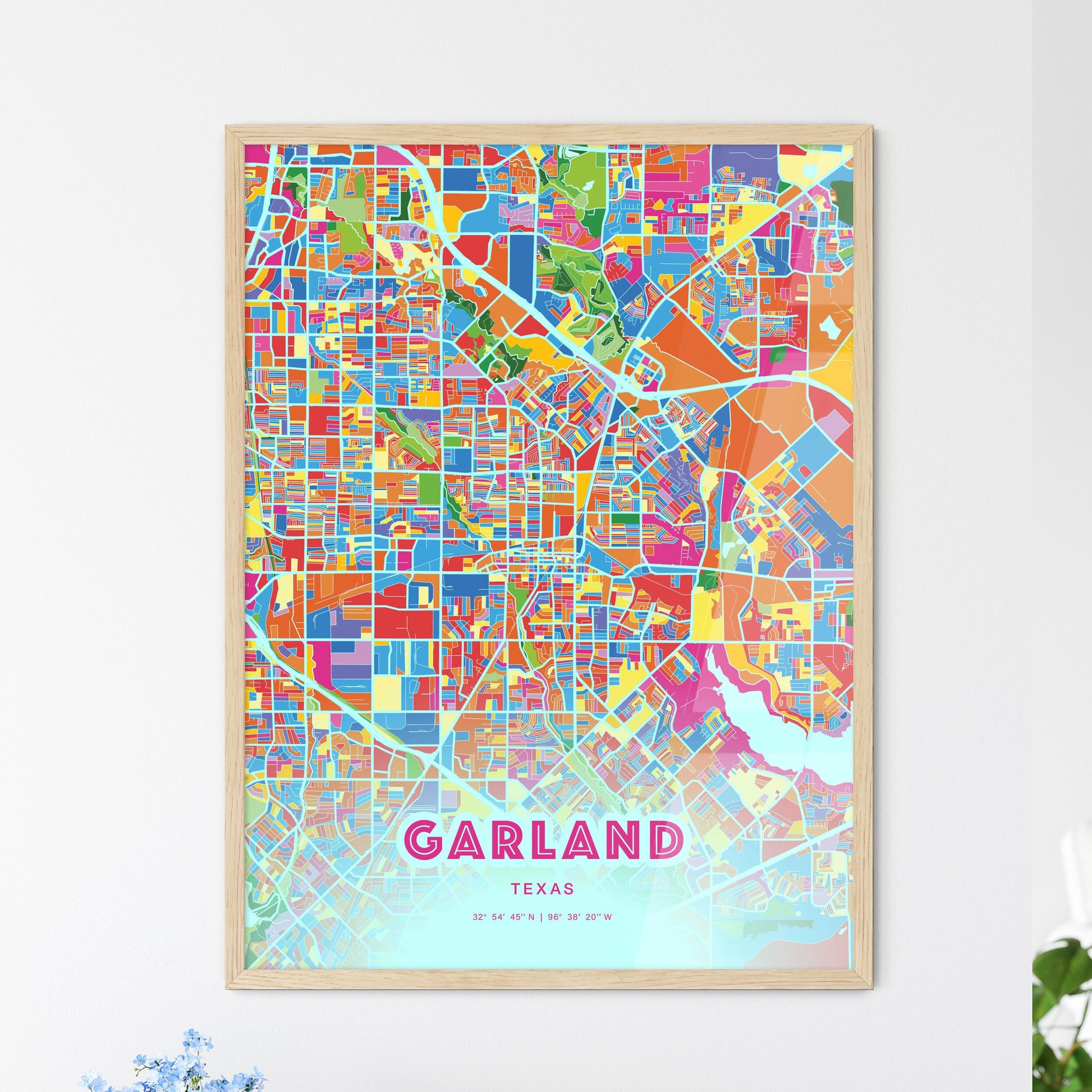 Colorful Garland Texas Fine Art Map Crazy Colors