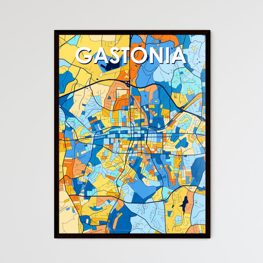 GASTONIA NORTH CAROLINA Vibrant Colorful Art Map Poster Blue Orange