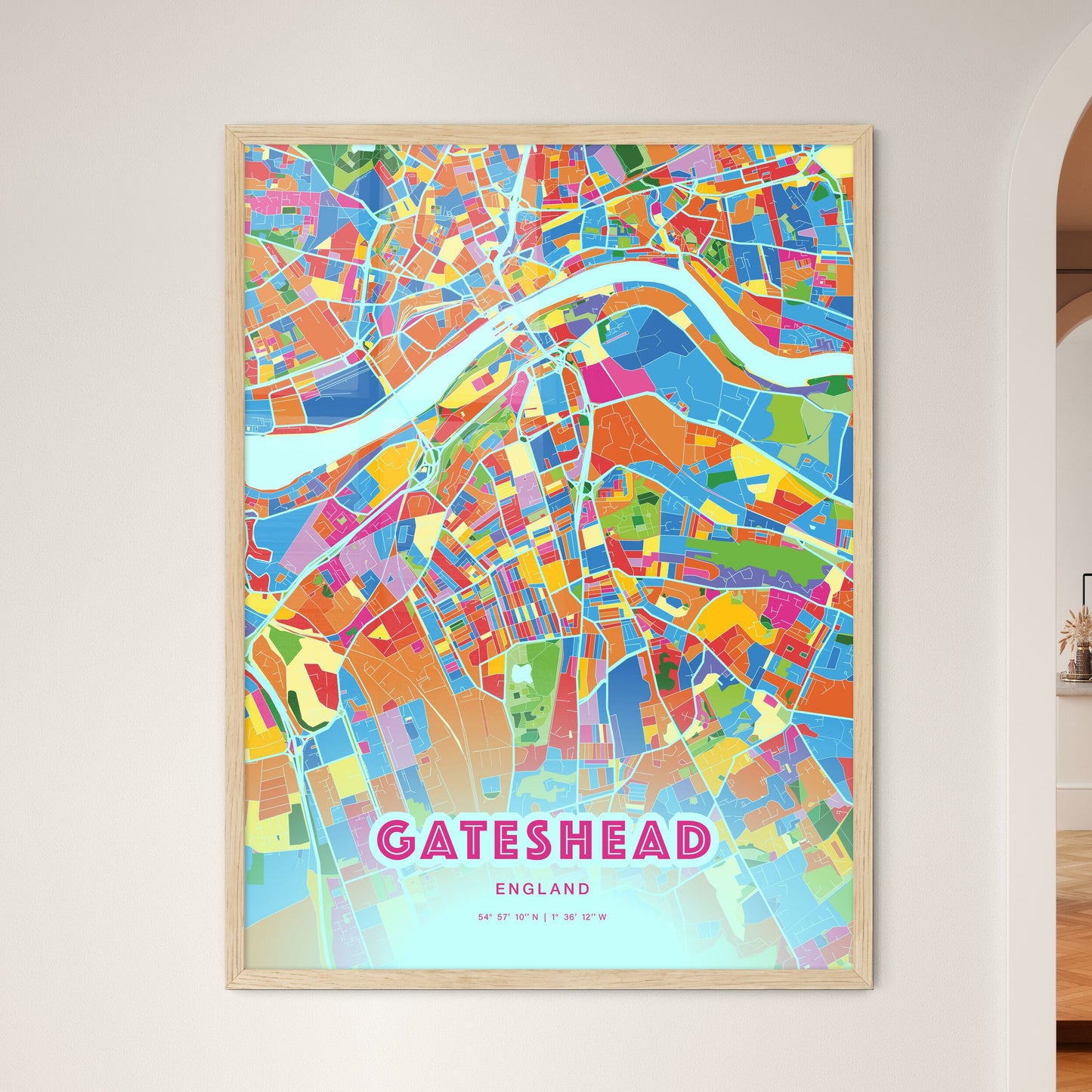 Colorful Gateshead England Fine Art Map Crazy Colors