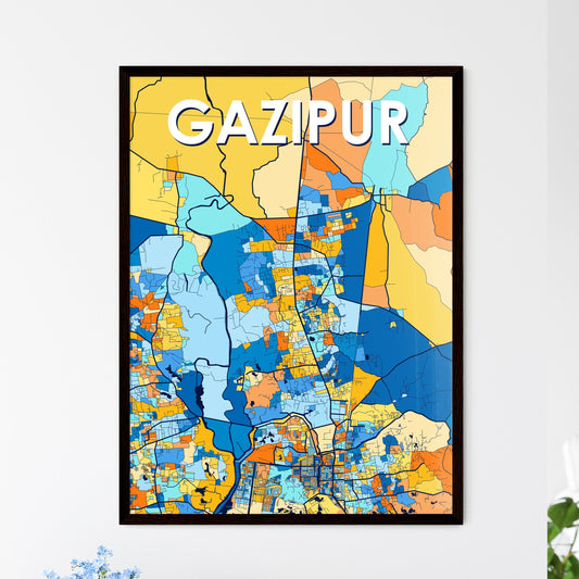 GAZIPUR BANGLADESH Vibrant Colorful Art Map Poster Blue Orange