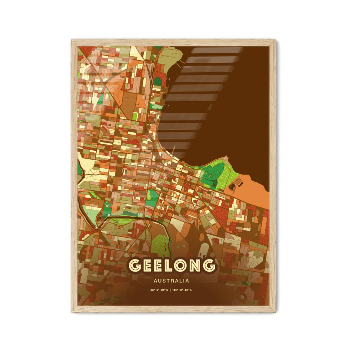 Colorful Geelong Australia Fine Art Map Farmhouse